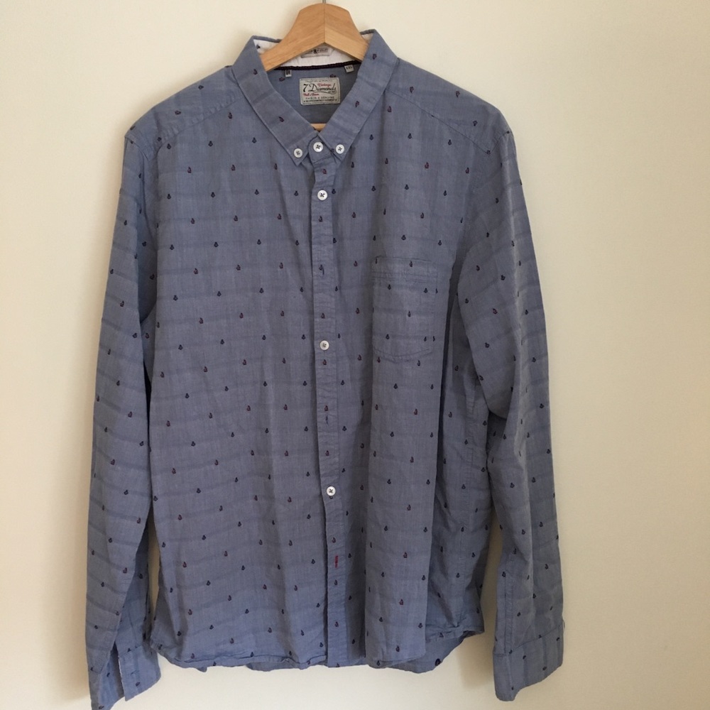 Nautical Vintage Style 7 Diamonds Button Down
